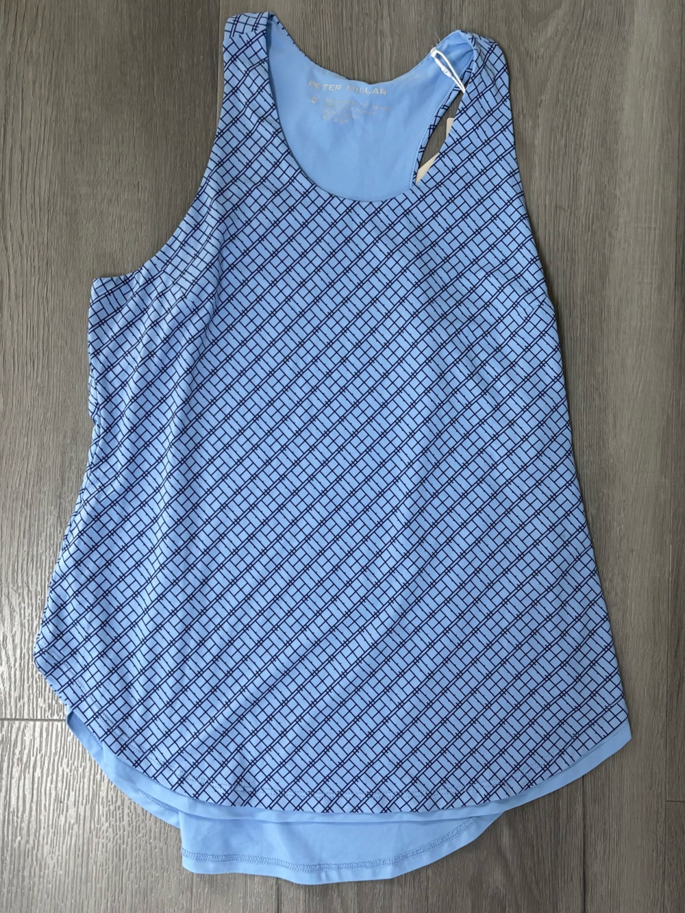 Peter Millar Light Blue Sleeveless Top with Navy Grid